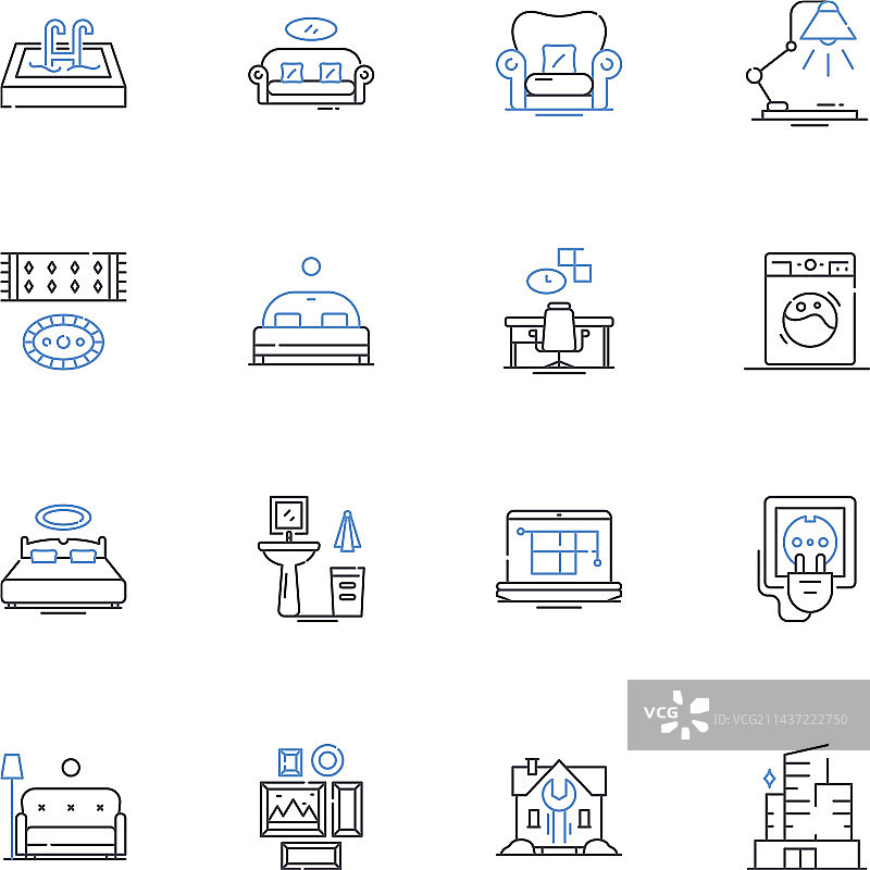舒适安全鸟巢线条图标合集图片素材