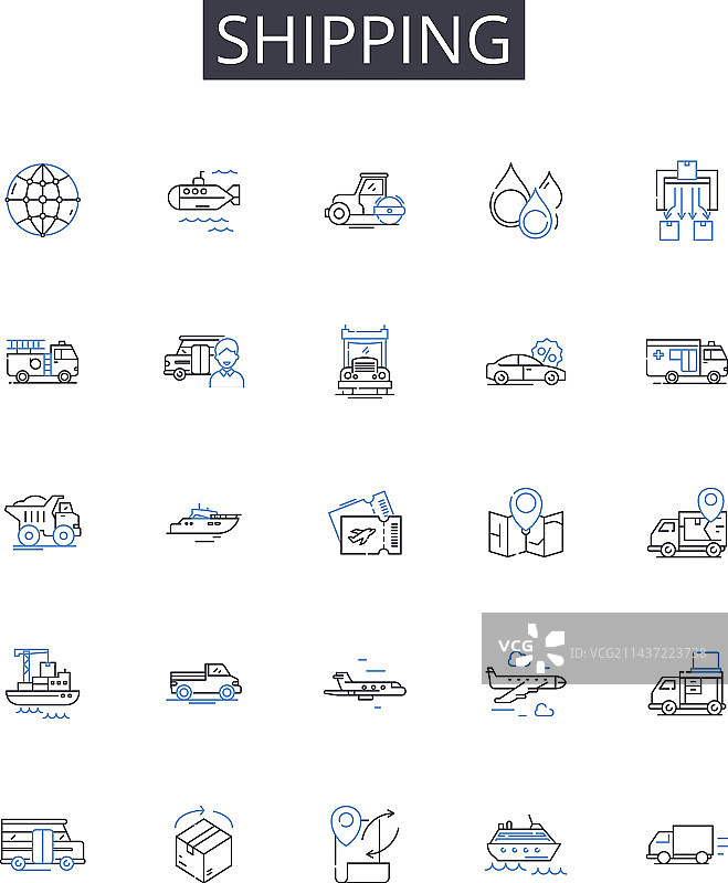 配送货运运输线条图标合集图片素材