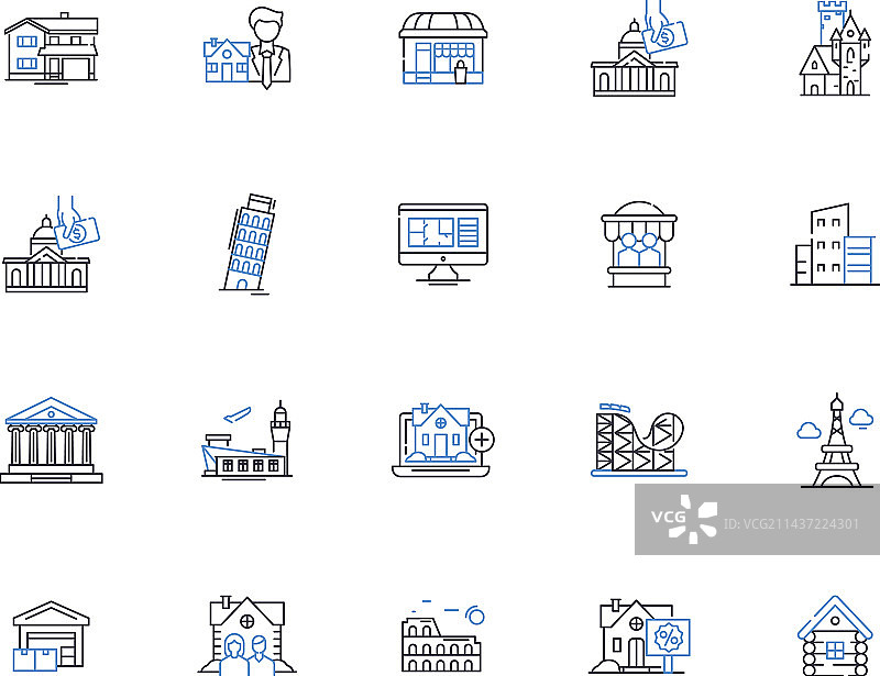 照明设计线性图标合集图片素材