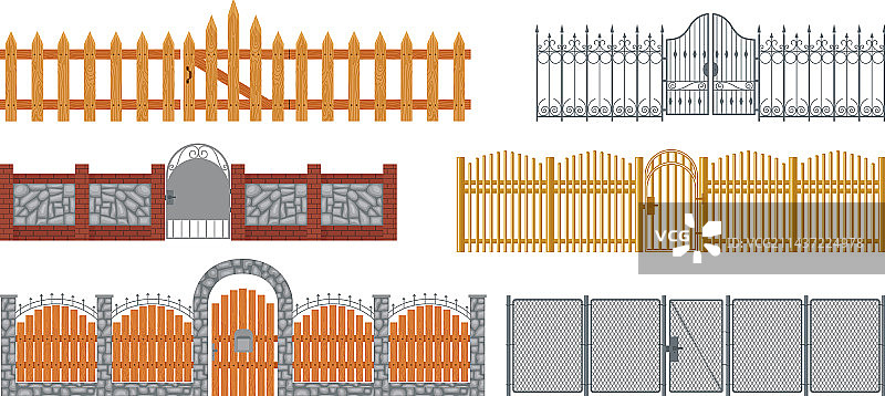 经典围栏扁平化合集图片素材