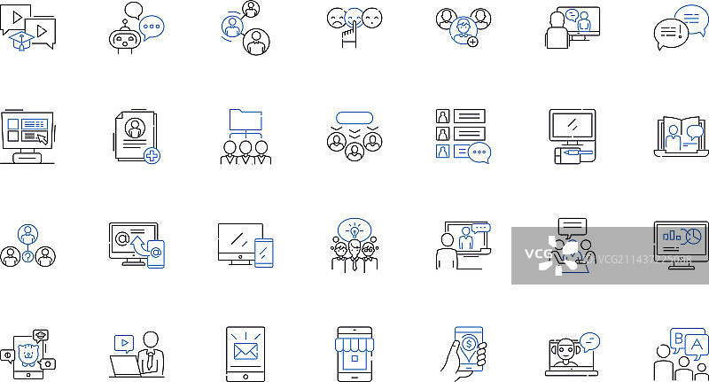 叽叽喳喳的孩子们线性图标合集图片素材