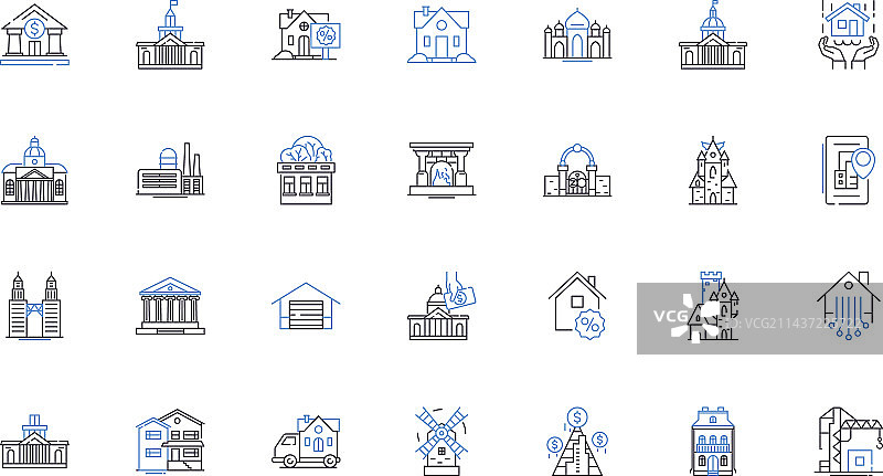 房屋销售线性图标集合图片素材