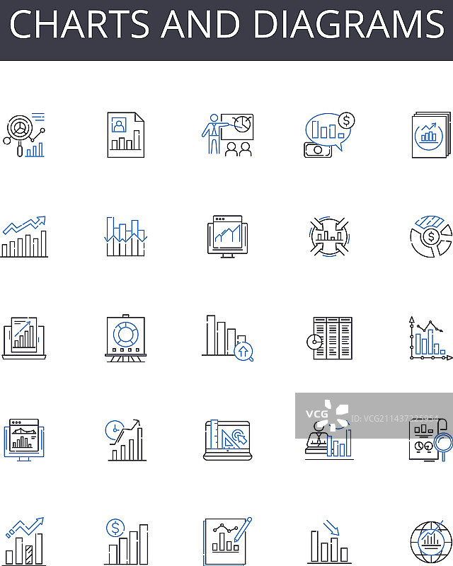 图表和示意图线性图标集合数字图片素材