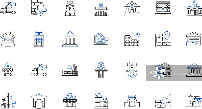 商业地产线性图标合集图片素材