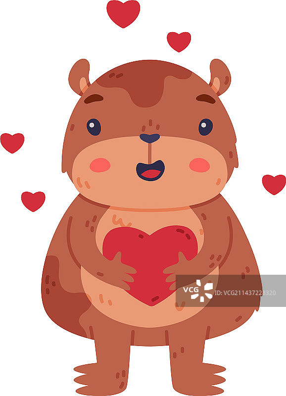 拿着红心的可爱仓鼠角色图片素材