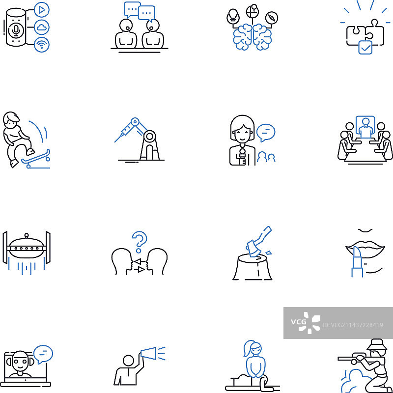 划桨河流独木舟划线图标集合图片素材