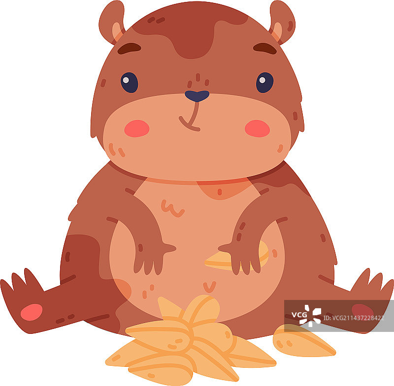 可爱的仓鼠角色，身体矮胖，正在坐着图片素材
