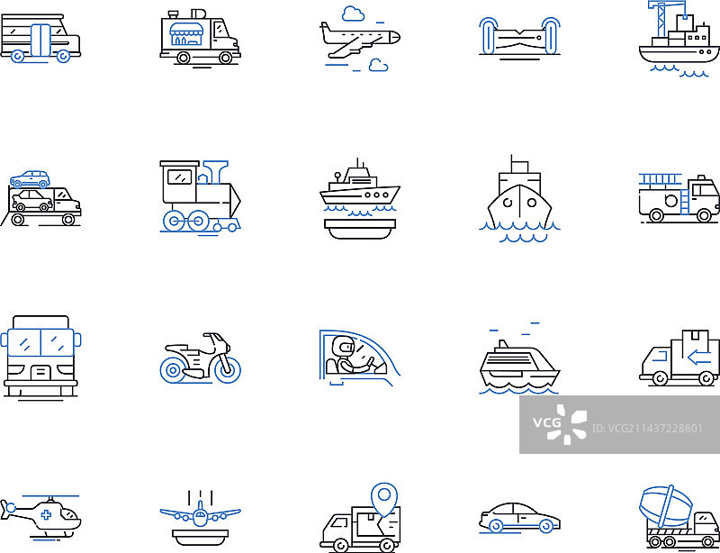 通道线路图标合集：旅程与交通运输图片素材