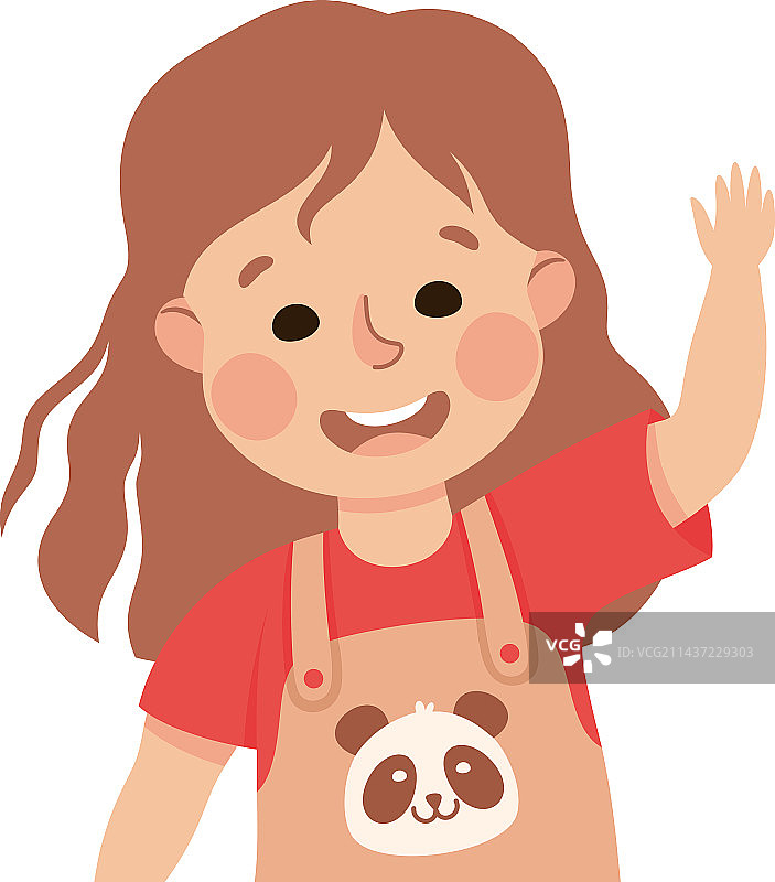 举起手微笑的快乐小女孩图片素材