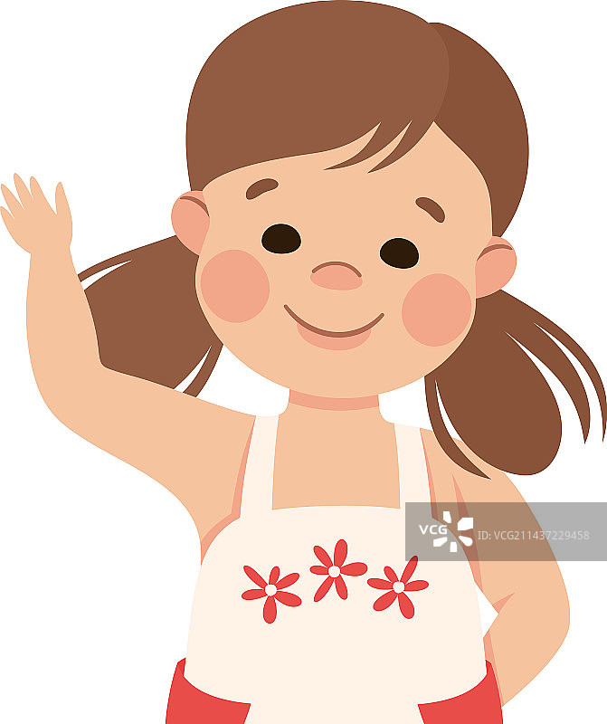 举起手微笑的快乐小女孩图片素材