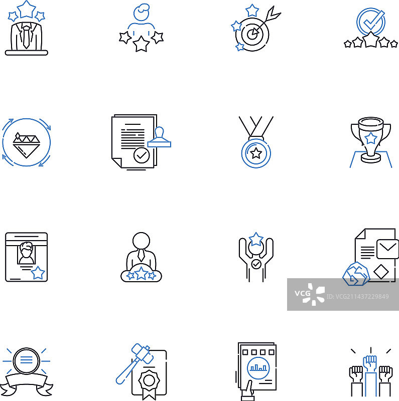 徽章线性图标集合奖励认可图片素材