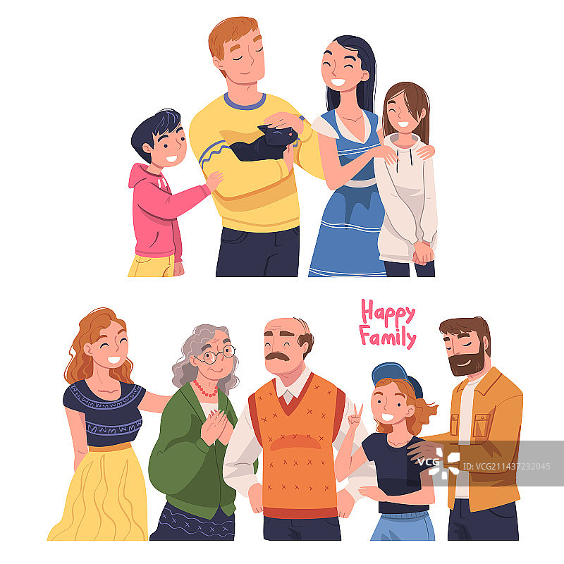 幸福的一家人在一起，老少皆宜图片素材