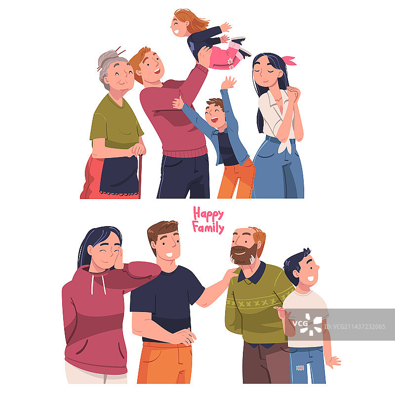 幸福的一家人在一起，老少皆宜图片素材
