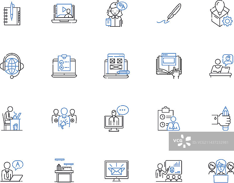 劳动力线条图标合集：就业图片素材