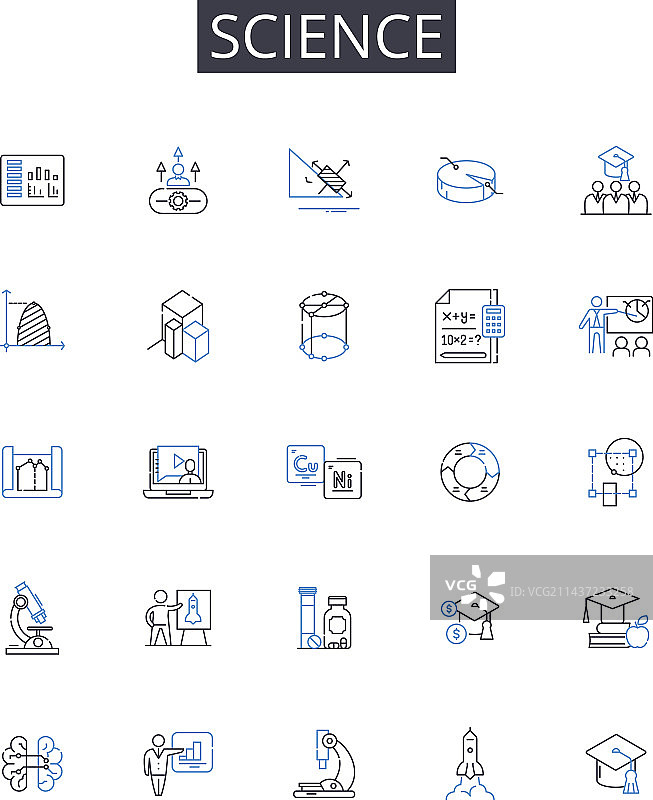 数学化学科学线性图标集图片素材