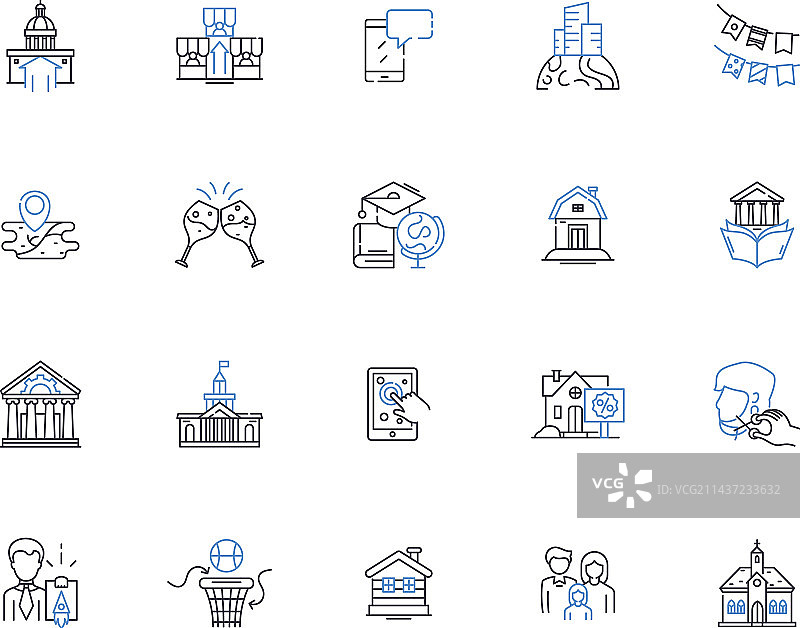 乡村生活线性图标合集图片素材