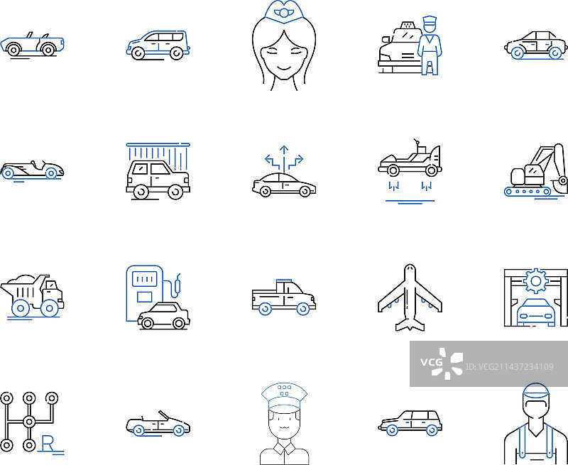 机动运输工具线性图标合集图片素材