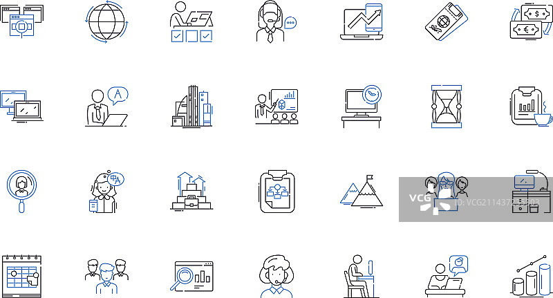 企业工作区线条图标合集图片素材