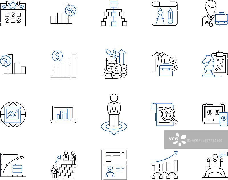 移民改革线性图标合集图片素材