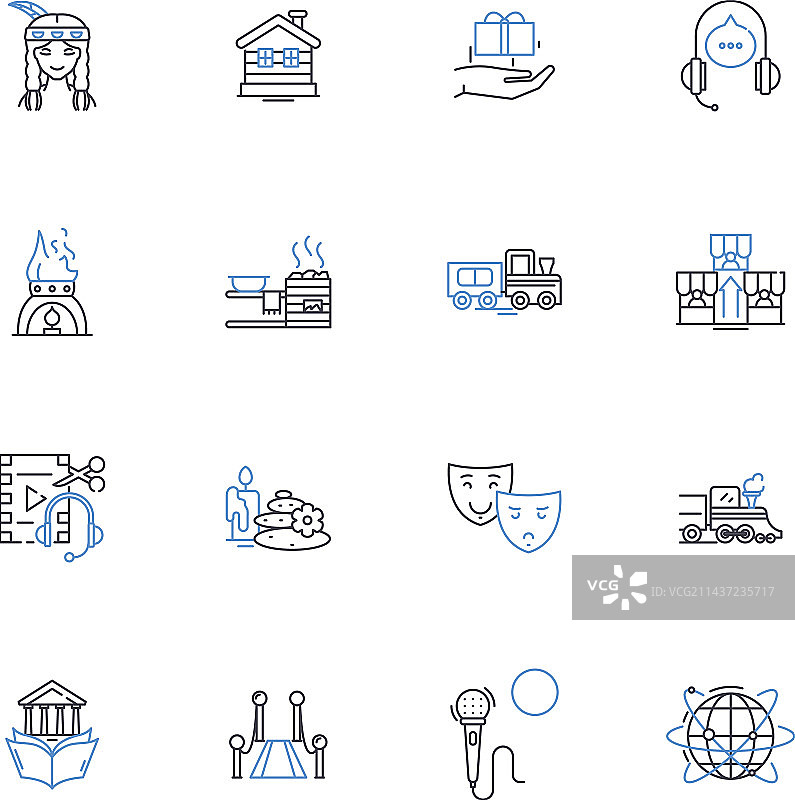 民俗线条图标传统文化合集图片素材