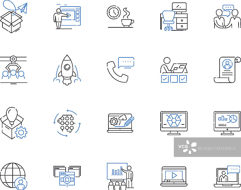 团队组建线性图标合集图片素材