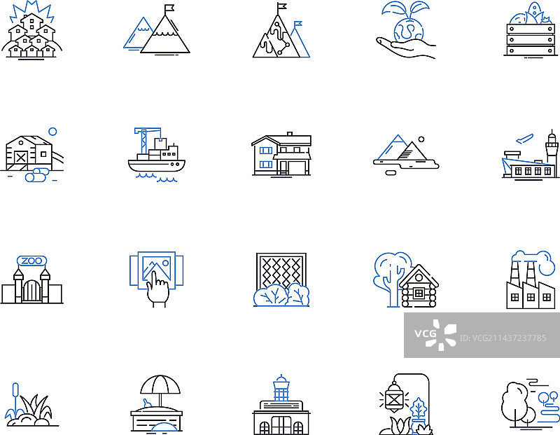 山谷风景线性图标合集图片素材