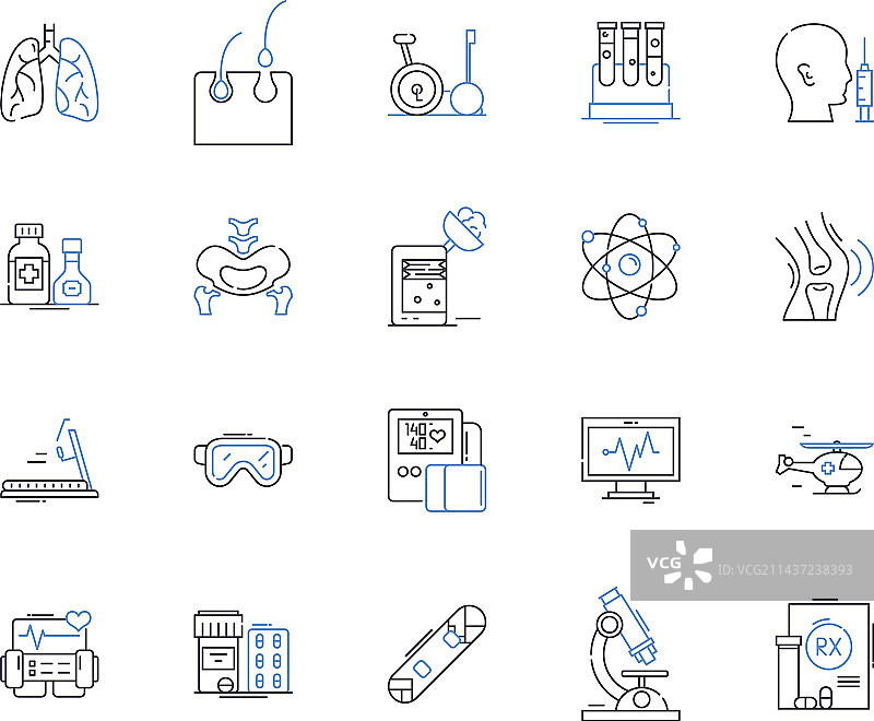 生物医学工程线性图标合集图片素材