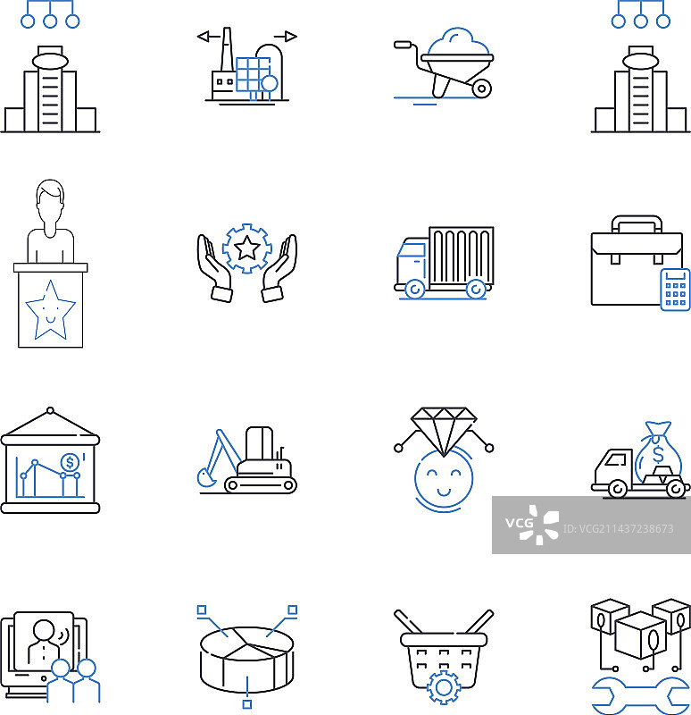 工资结构线性图标合集图片素材