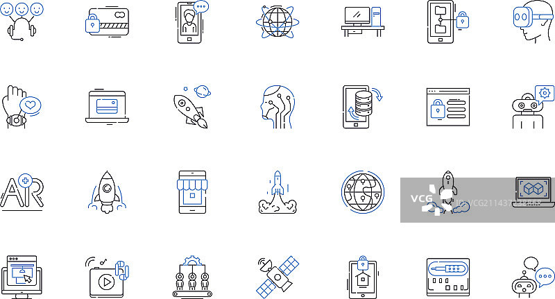 人工智能神经工作线图标合集图片素材