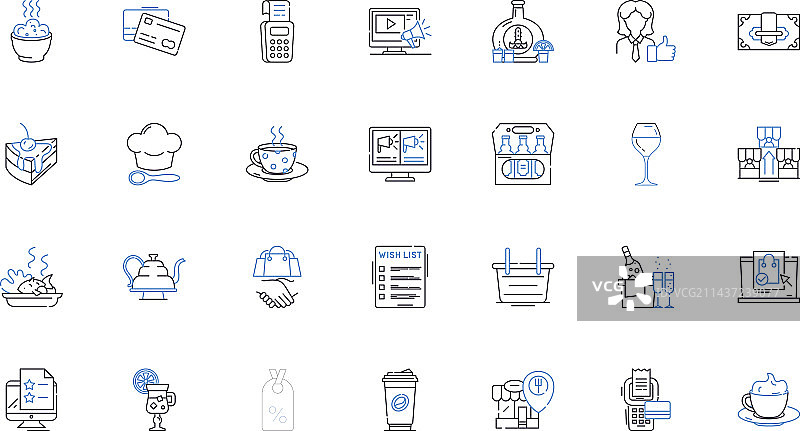 集市线条图标集合：露天市场图片素材