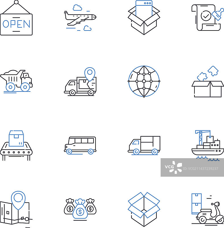 航运公司线条图标合集图片素材