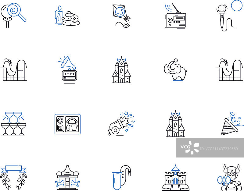 华丽盛会线性图标合集图片素材