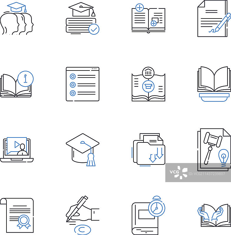 教科书与气象线性图标合集图片素材