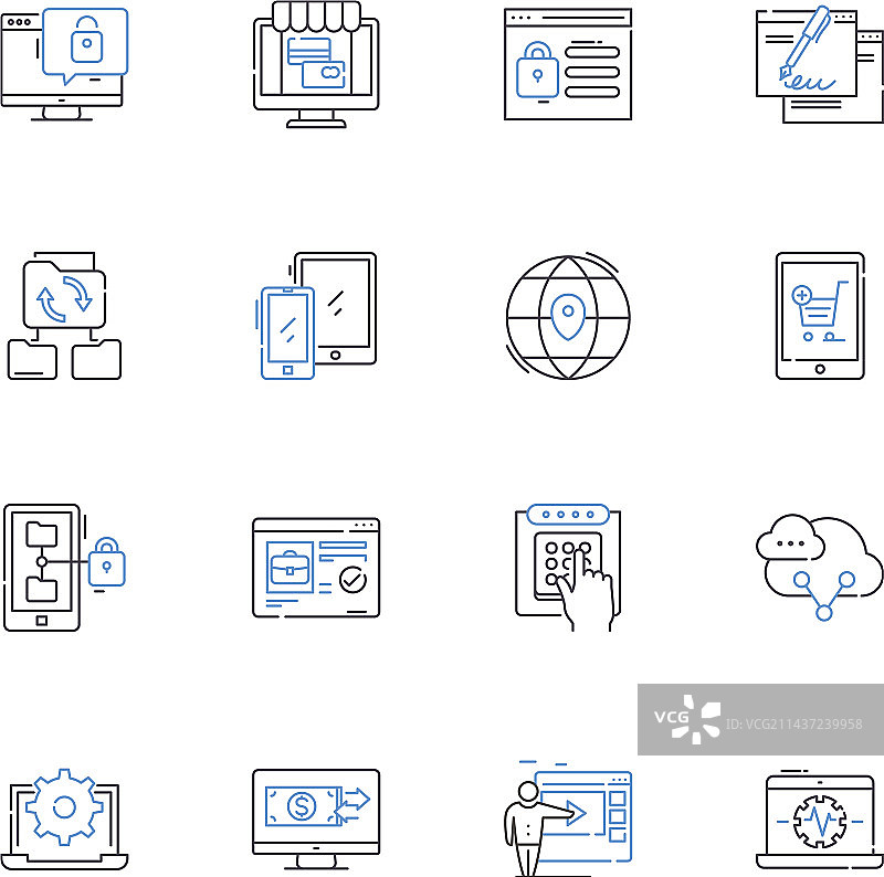 虚拟现实线性图标合集图片素材