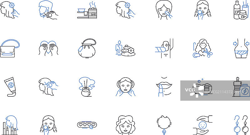 身体护理沙龙线条图标：按摩和蜜蜡图片素材