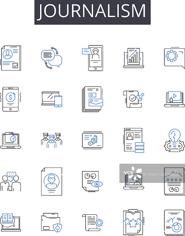 新闻业线性图标合集图片素材
