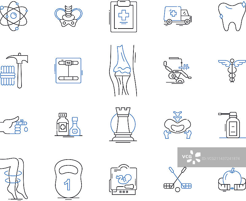 耐力训练线性图标合集图片素材