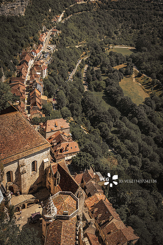 法国多尔多涅河谷罗卡马杜尔中世纪悬崖古城教堂修道院图片素材