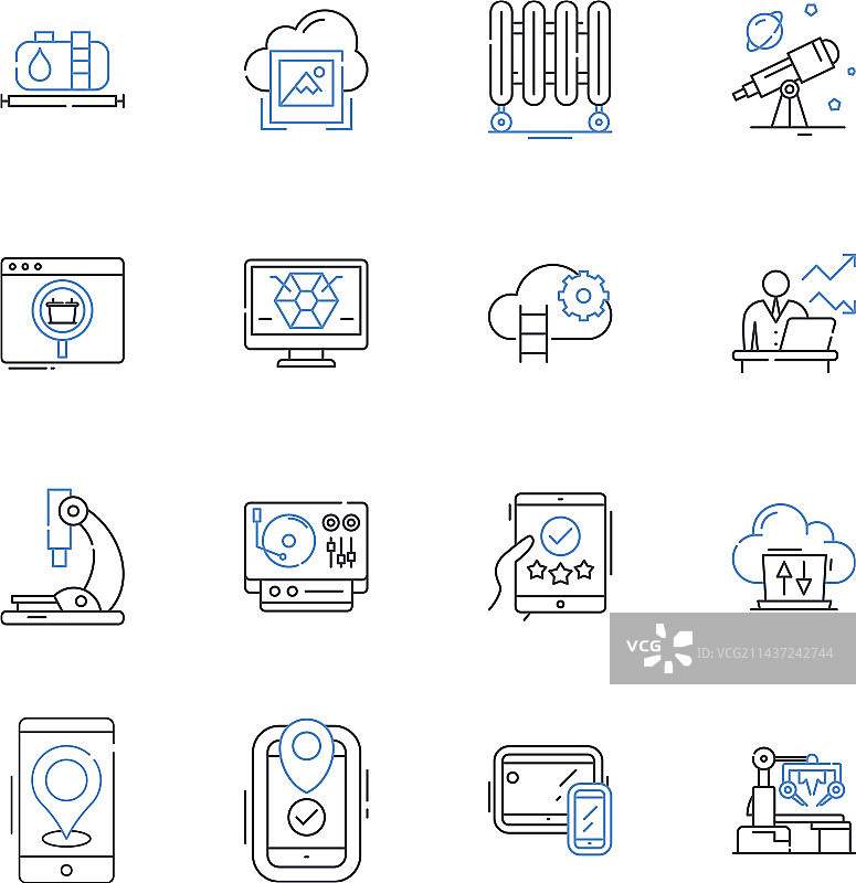 机械设备线性图标合集图片素材