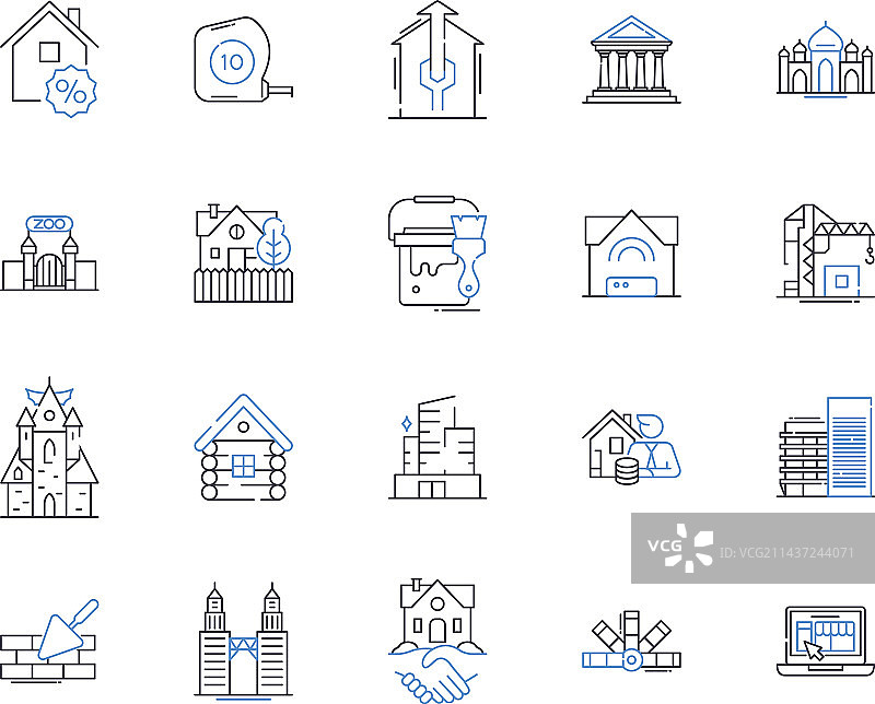 舒适现代公寓线性图标合集图片素材