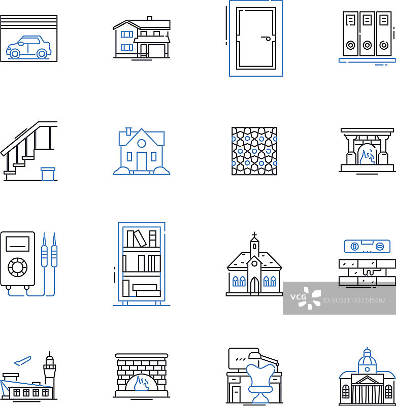 娱乐场所线性图标合集图片素材