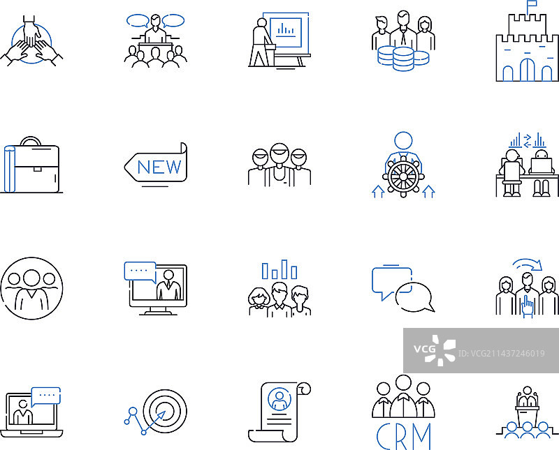 千禧一代客户群线条图标合集图片素材