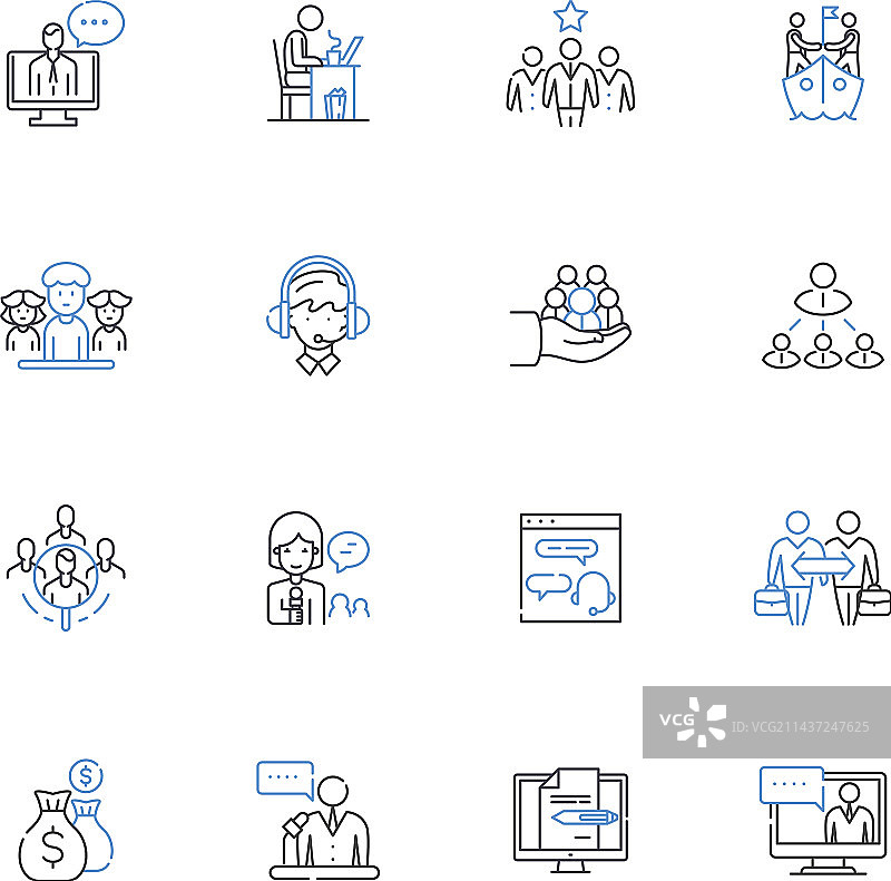 招聘人员配置线性图标图片素材