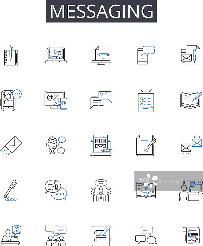 消息传递线性图标集合聊天图片素材