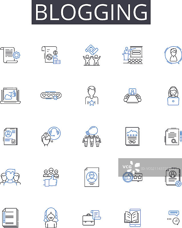 天窗海湾的博客线性图标集合图片素材