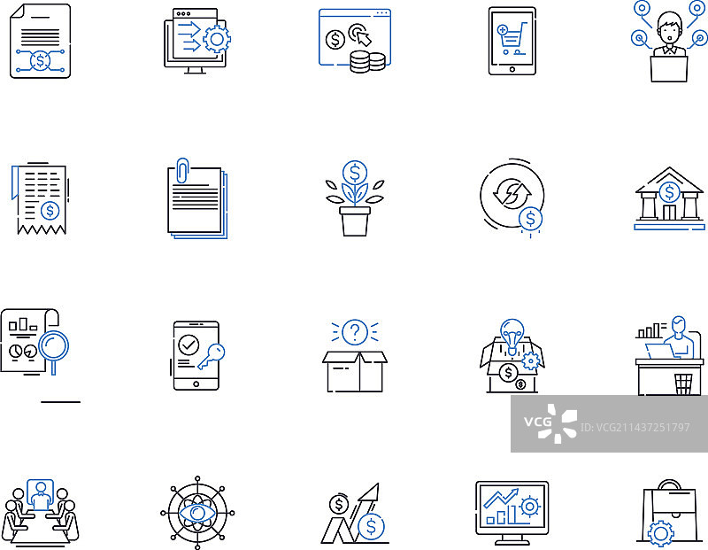 资本评估线性图标合集图片素材
