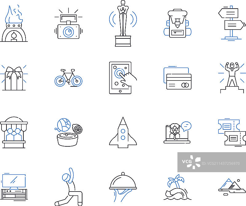 奢华旅行线性图标合集图片素材