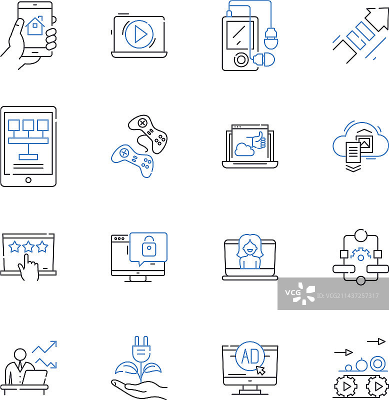 隐私保护线性图标合集图片素材
