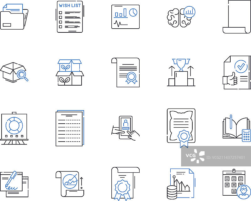 法律文件线性图标合集合同图片素材