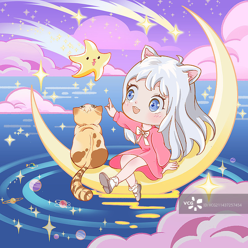 二次元猫耳少女图片素材